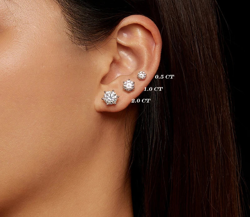 Jade Moissanite Stud Earring