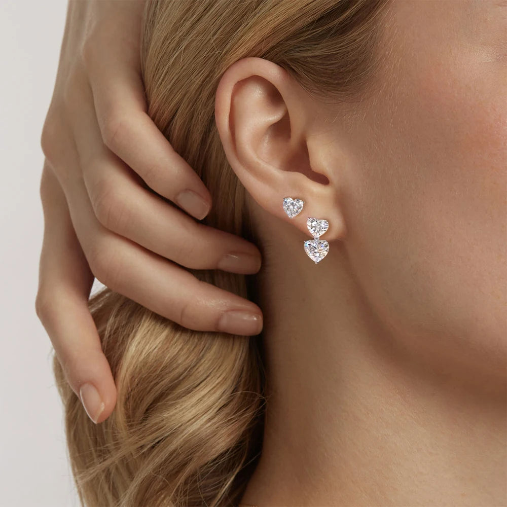 Melody Moissanite Heart Shape Drop Earrings