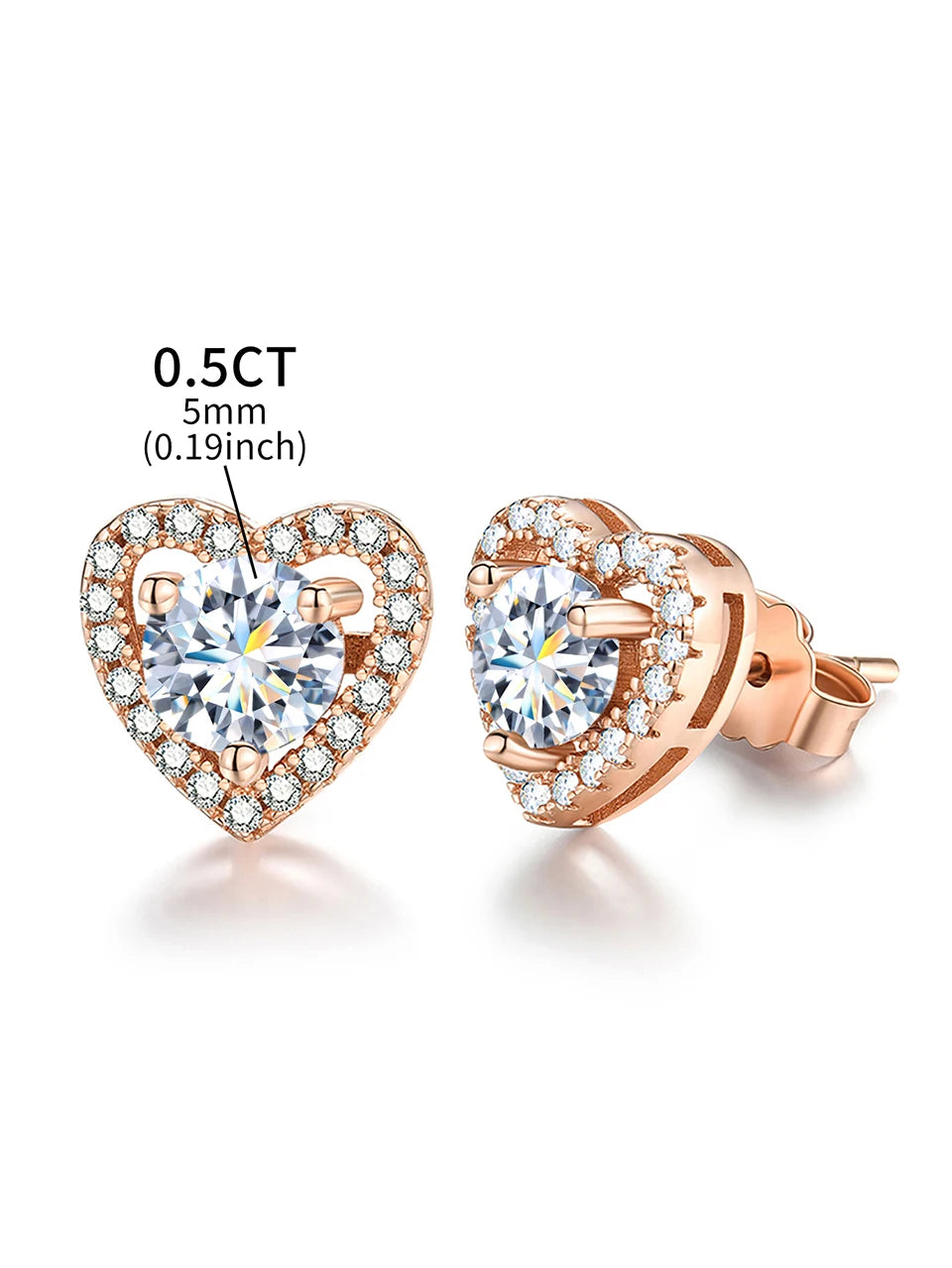 Mary Moissanite Diamond Heart Halo Stud Earrings
