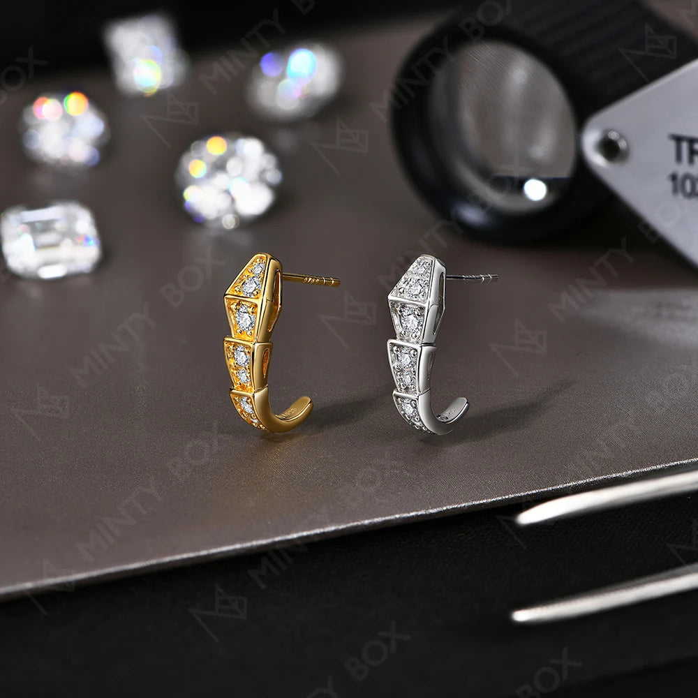 Viper Moissanite Snake Bone Earrings