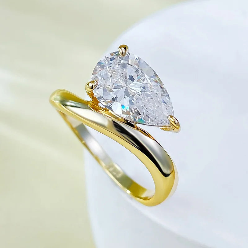Emma Solitaire Pear Cut Moissanite Diamond Ring