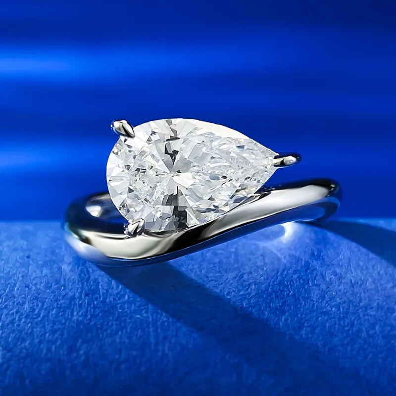 Emma Solitaire Pear Cut Moissanite Diamond Ring