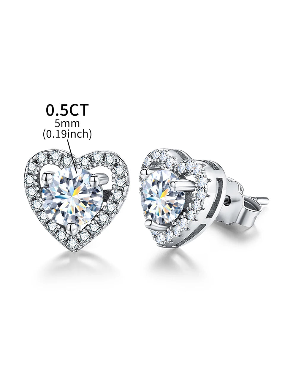Mary Moissanite Diamond Heart Halo Stud Earrings