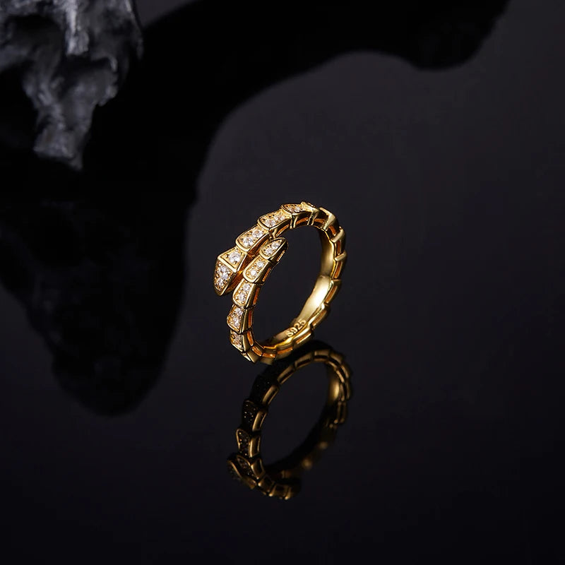 Viper Moissanite Snake Bone Ring
