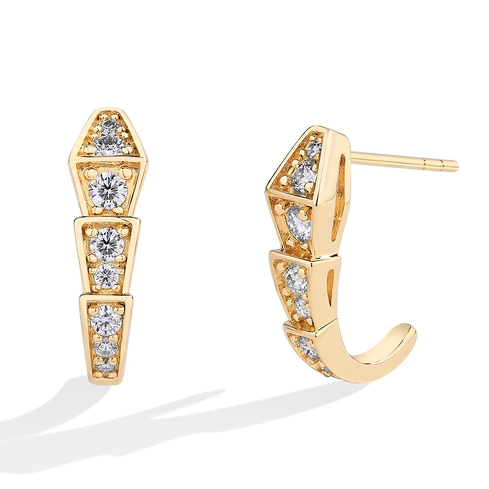 Viper Moissanite Snake Bone Earrings