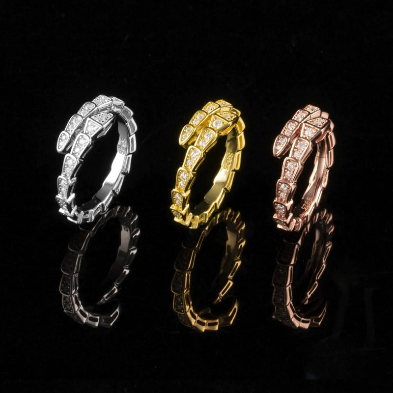 Viper Moissanite Snake Bone Ring
