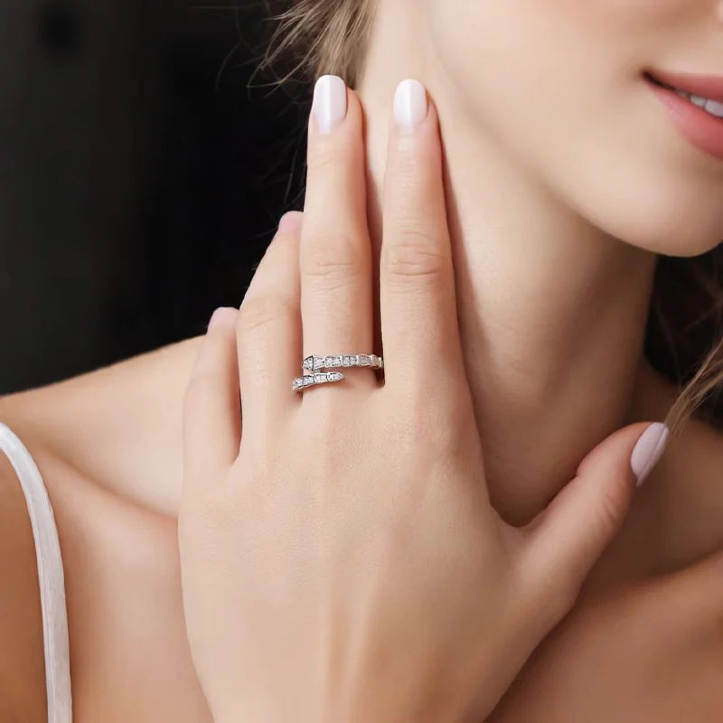 Viper Moissanite Snake Bone Ring