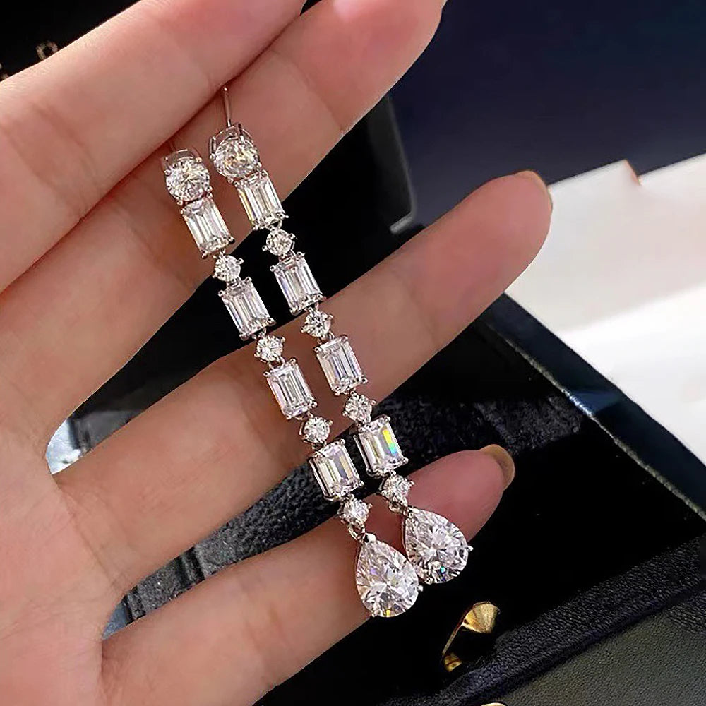 Sydney Pear/Emerald/Round Cut Moissanite Earrings