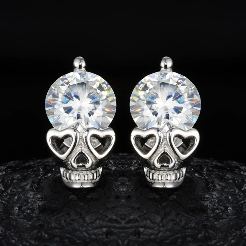 Skull Hip Hop Moissanite Stud Earrings