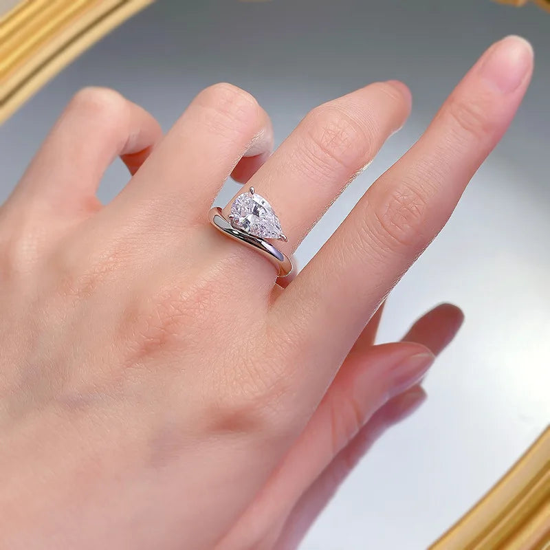 Emma Solitaire Pear Cut Moissanite Diamond Ring