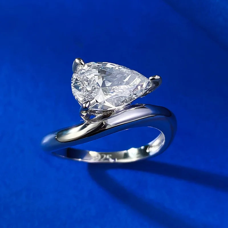 Emma Solitaire Pear Cut Moissanite Diamond Ring