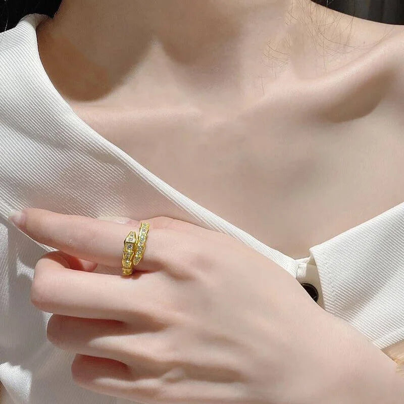 Viper Moissanite Snake Bone Ring
