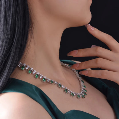 Seraphina Oval and Emerald Moissanite Necklace