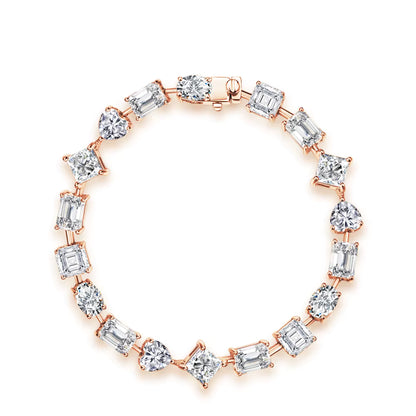 Iris Emerald, Oval, Heart and  Asscher Cut Moissanite Bracelet