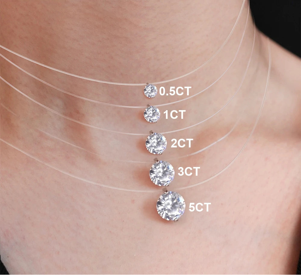 قلادة إيفلين المويسانيت بخيط شفاف