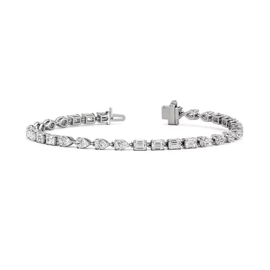 Celine Pear and Emerald Cut Lab Grown Diamond Tennis Bracelet