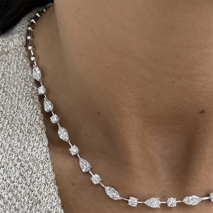 Vivienne Pear, Round & Marquise Cut Tennis Lab-Grown Diamond Necklace