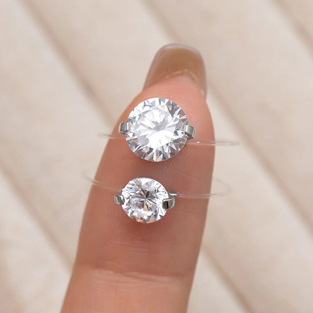 Evelyn Soliter Round Moissanite Transparent Fishing Line Ring
