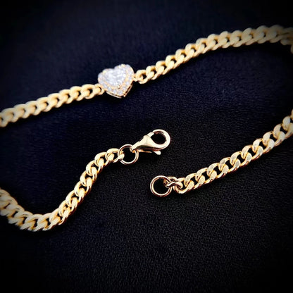 Aaliyah Lab-Grown Diamond Heart Cuban Chain Bracelet