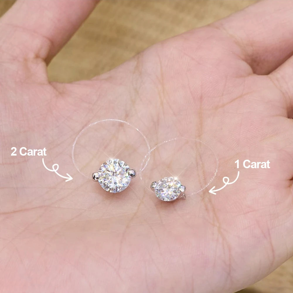 Evelyn Soliter Round Moissanite Transparent Fishing Line Ring