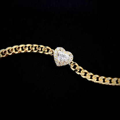 Aaliyah Lab-Grown Diamond Heart Cuban Chain Bracelet