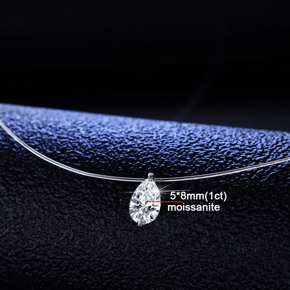 قلادة إيفلين المويسانيت بخيط شفاف