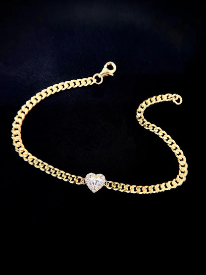 Aaliyah Lab-Grown Diamond Heart Cuban Chain Bracelet