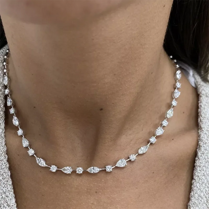 Vivienne Pear, Round & Marquise Cut Tennis Lab-Grown Diamond Necklace