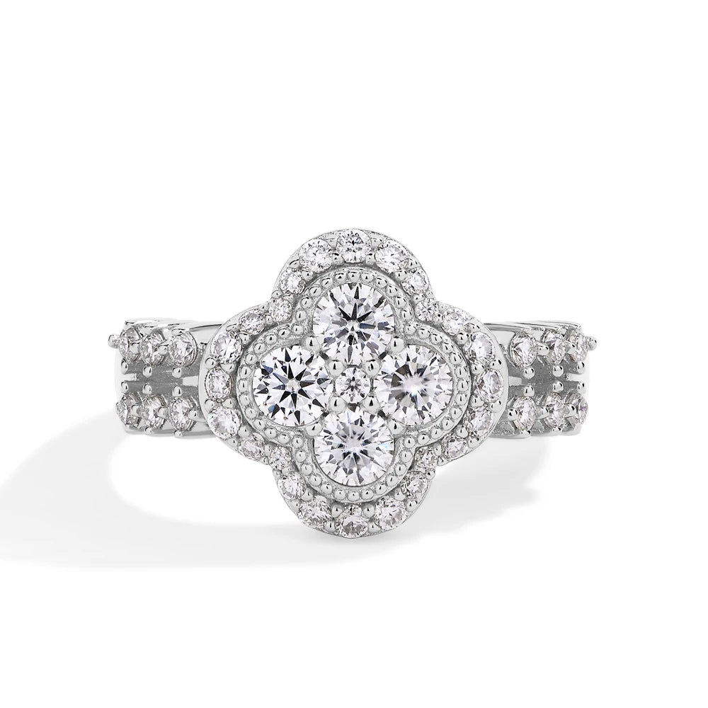 Elysia Four-Leaf Moissanite Ring
