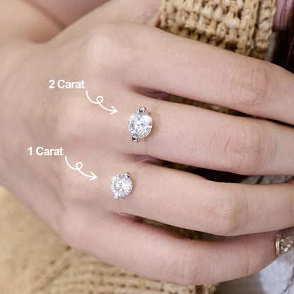 Evelyn Soliter Round Moissanite Transparent Fishing Line Ring