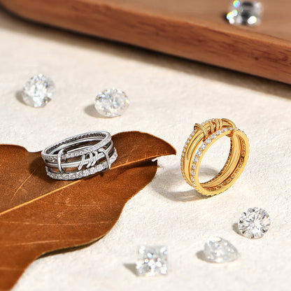 Nova Three-Layer Moissanite Ring