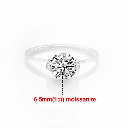 Evelyn Soliter Round Moissanite Transparent Fishing Line Ring