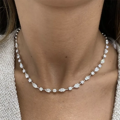 Vivienne Pear, Round & Marquise Cut Tennis Lab-Grown Diamond Necklace