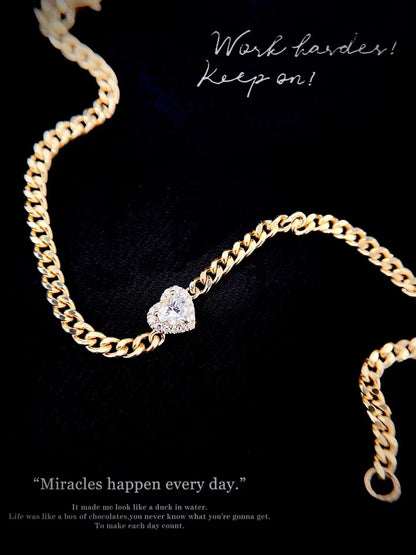 Aaliyah Lab-Grown Diamond Heart Cuban Chain Bracelet