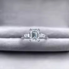 Rosalind Emerald Cut Moissanite Ring
