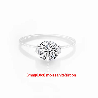 Evelyn Soliter Round Moissanite Transparent Fishing Line Ring