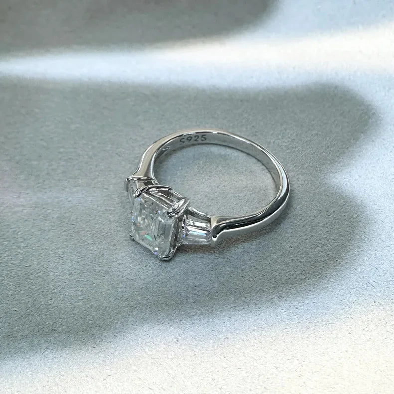 Rosalind Emerald Cut Moissanite Ring