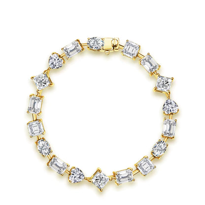 Iris Emerald, Oval, Heart and  Asscher Cut Moissanite Bracelet