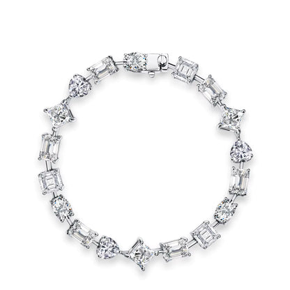 Iris Emerald, Oval, Heart and  Asscher Cut Moissanite Bracelet